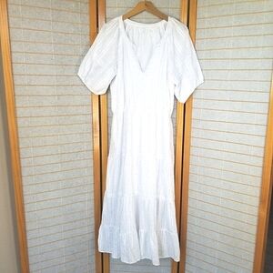 Betsey Johnson White Maxi Dress Tiered Size Large